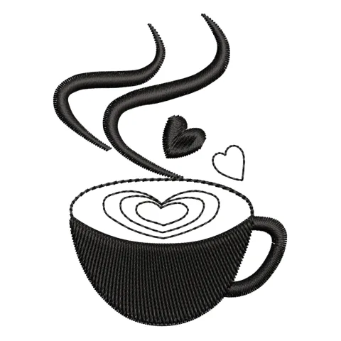 Cup Of Coffee Embroidery Design