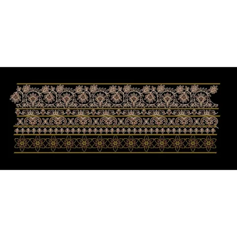 Scrolling Vine Star Rosette Border Embroidery Design