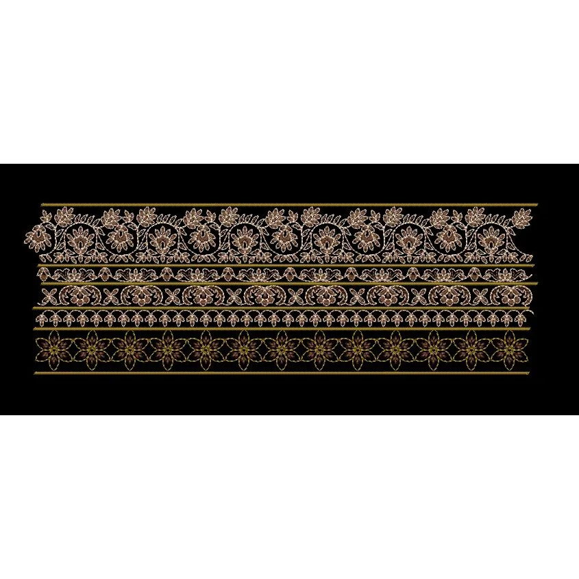 Scrolling Vine Star Rosette Border Embroidery Design