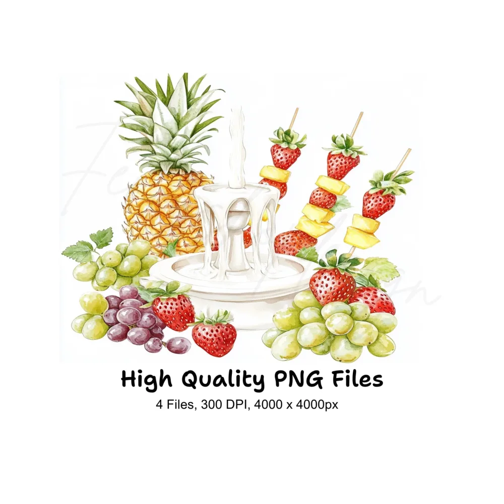 Fresh Fruit Fondue Clipart Bundle