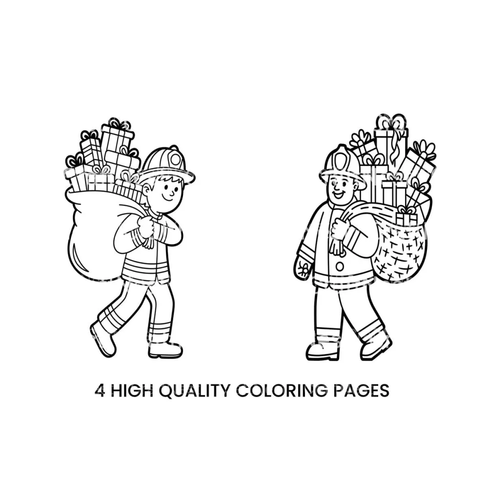 Firefighter Santa Christmas Coloring Books
