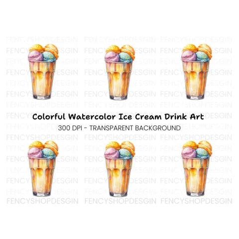 Colorful Ice Cream Cups Clipart Bundle