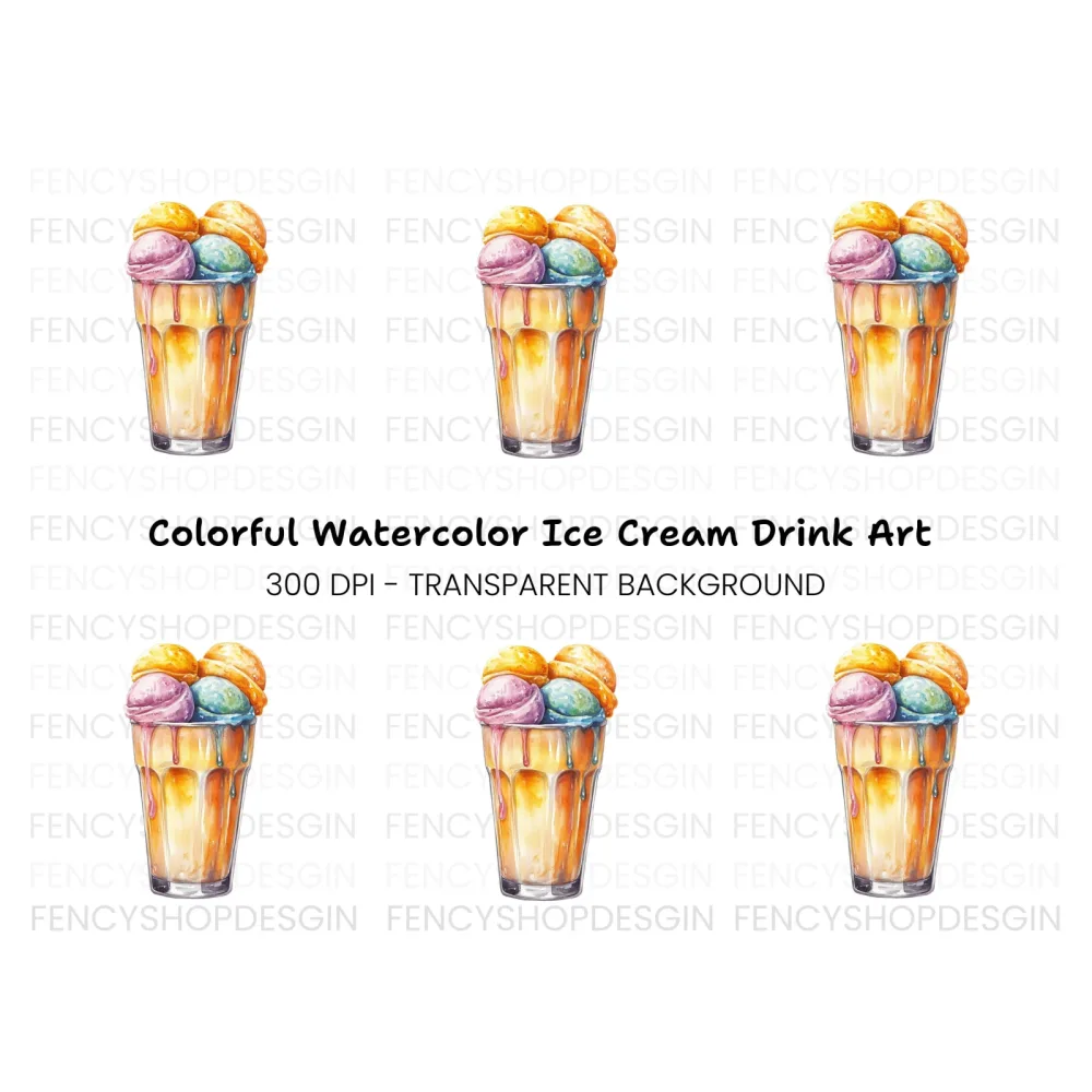 Colorful Ice Cream Cups Clipart Bundle