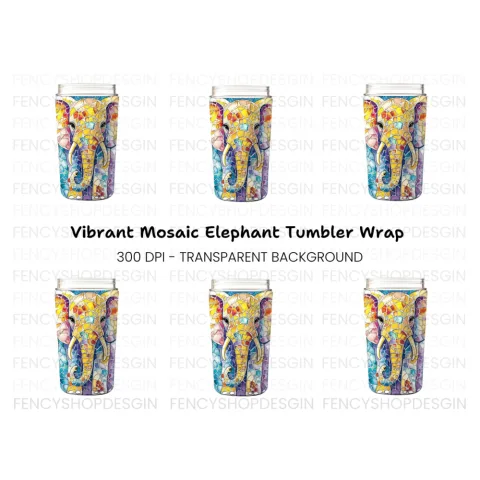 Mosaic Elephant Tumbler Clipart Bundle