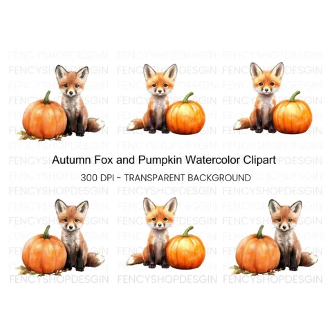 Adorable Fox and Pumpkin Duo Clipart Bundle