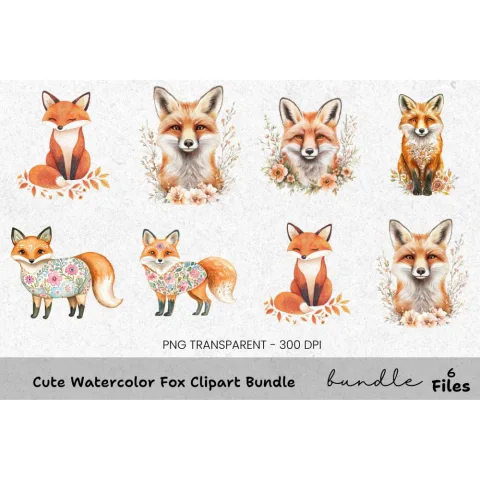 Cute Fox Clipart Bundle