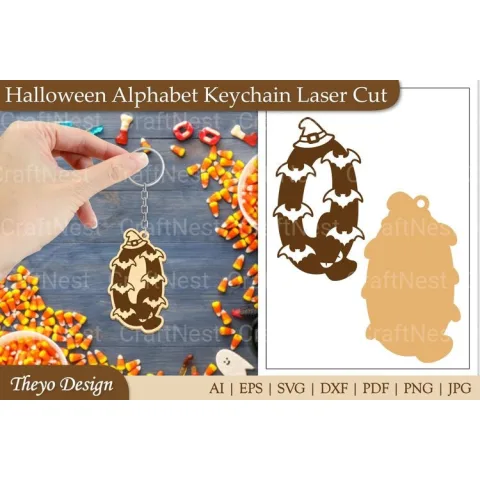 Halloween Keychain Alphabet SVG
