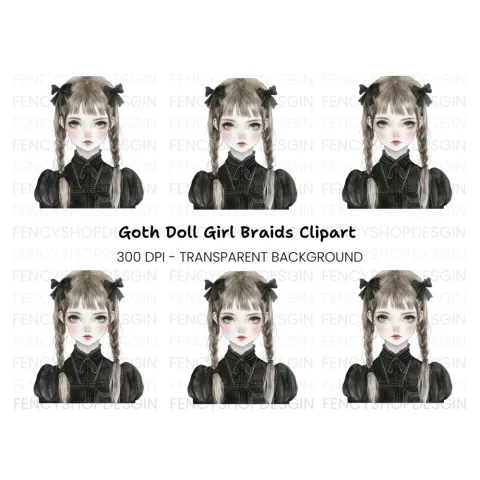 Gothic Lolita Girl Clipart Bundle