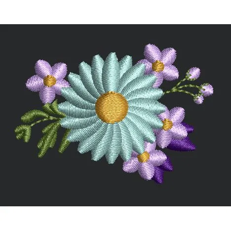 Flowers in Blue & Purple Embroidery Design