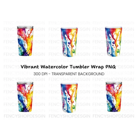 Rainbow Paint Splash Tumbler Clipart Bundle