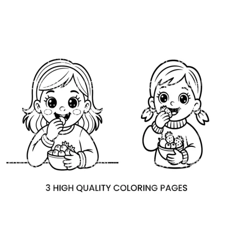 Kids Eating Healthy Fruits Coloring Books