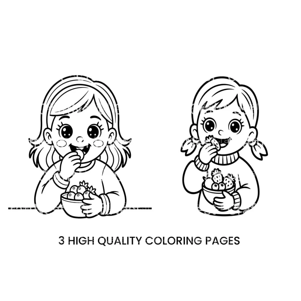 Kids Eating Healthy Fruits Coloring Books