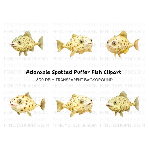 Spotted Pufferfish Clipart Bundle