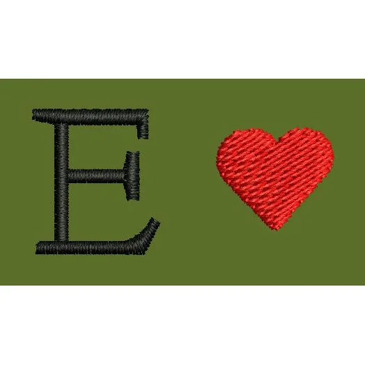 Letter E and Heart Embroidery Design