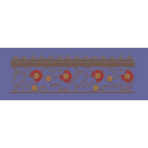Ornate Red Floral Vine Border Embroidery Design