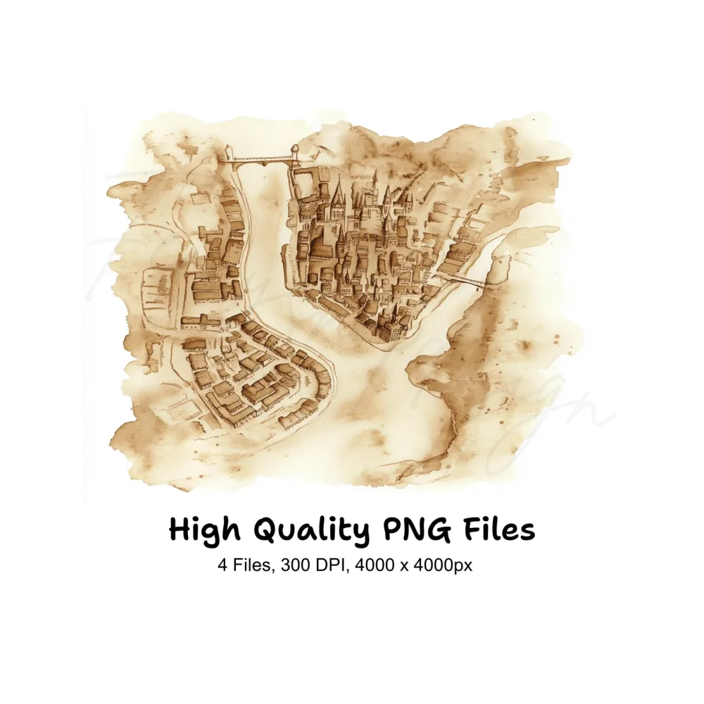 Old City Map Clipart Bundle