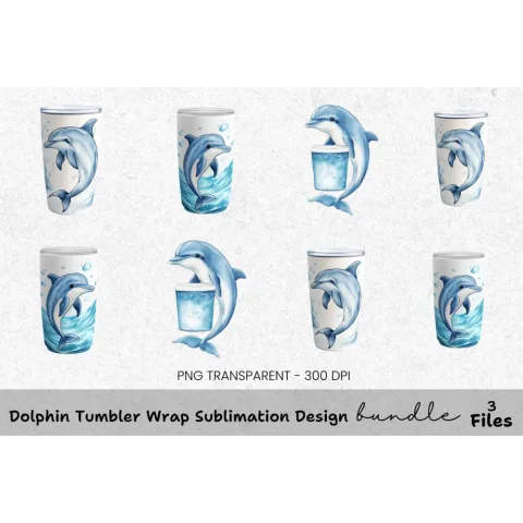 Dolphin Tumbler Clipart Bundle