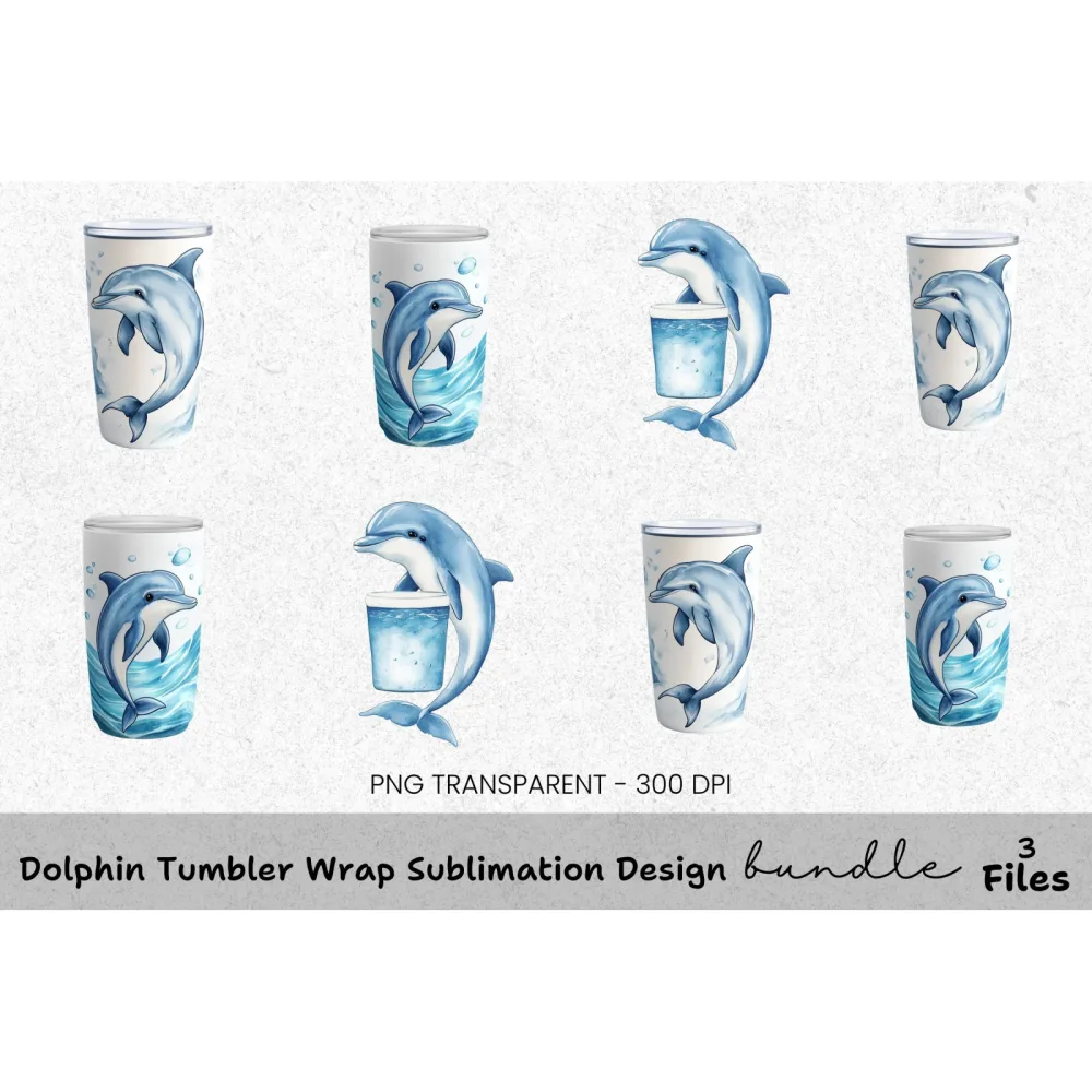 Dolphin Tumbler Clipart Bundle