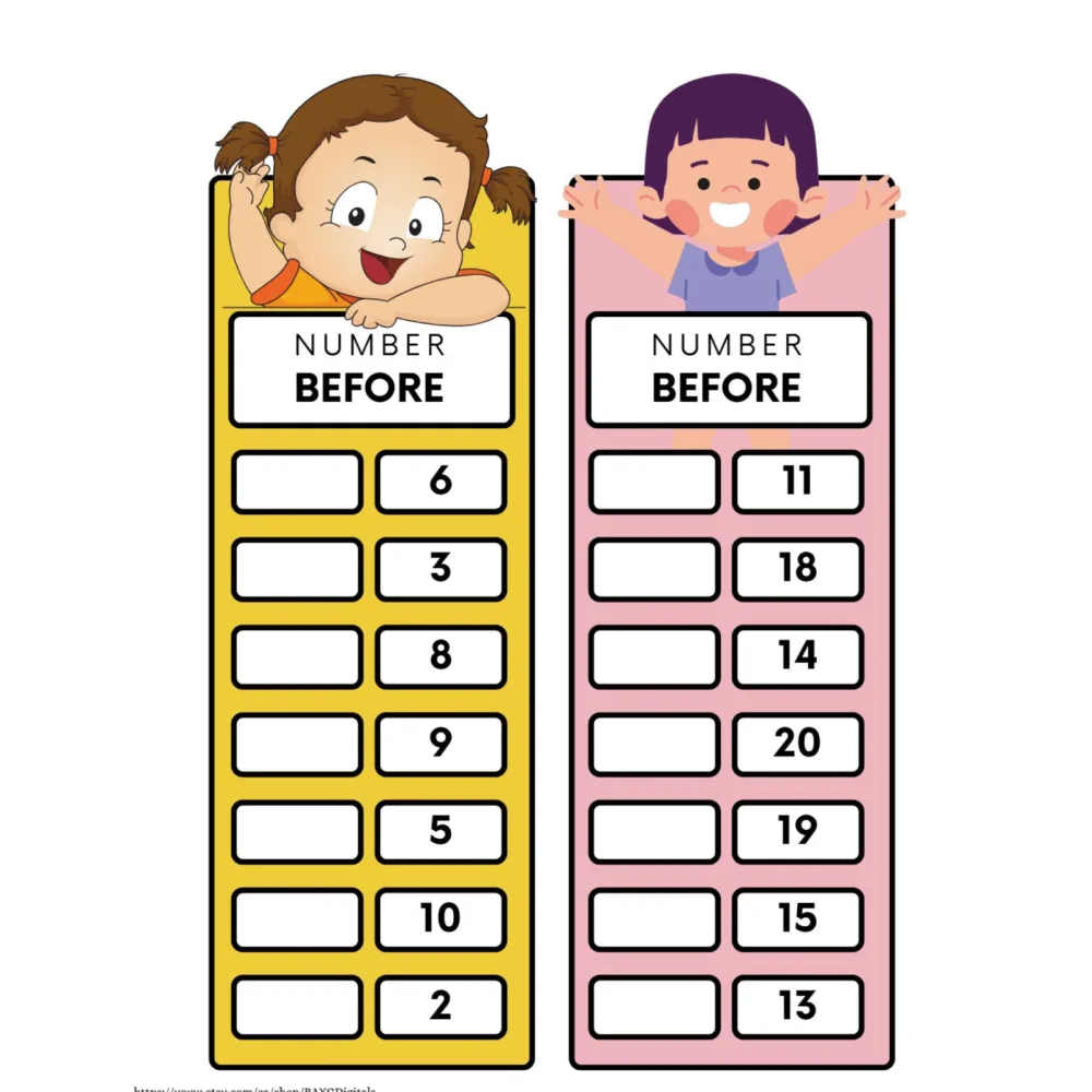 Before and After Number Worksheets