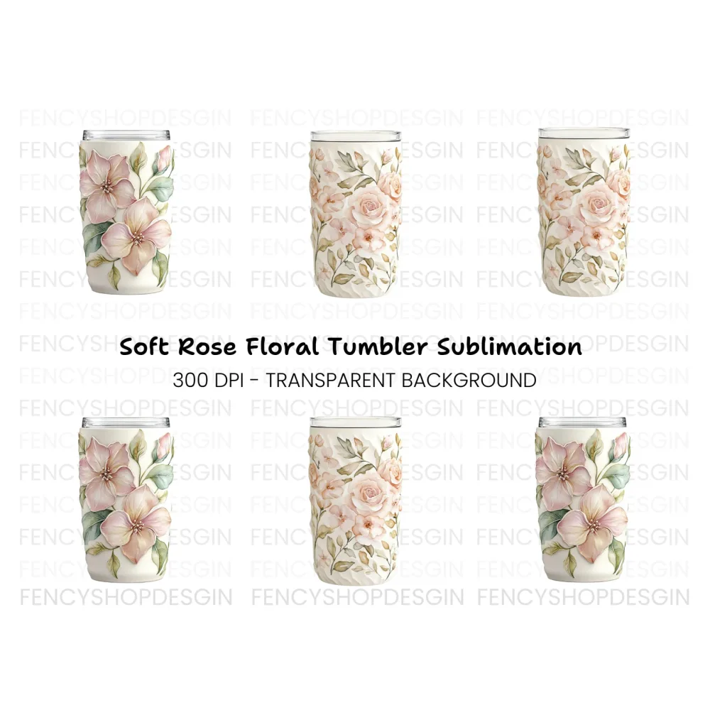 Elegant Floral Tumbler Clipart Bundle