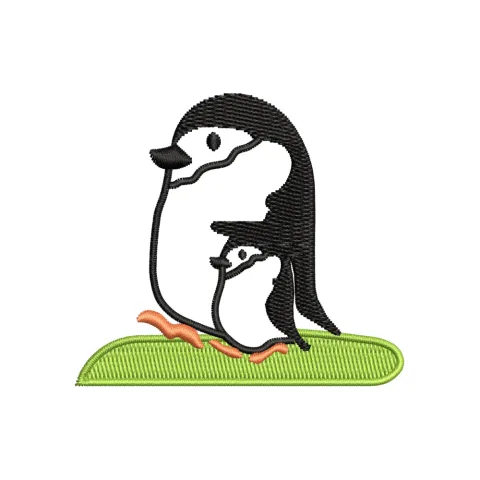 Penguin with Baby Embroidery Design