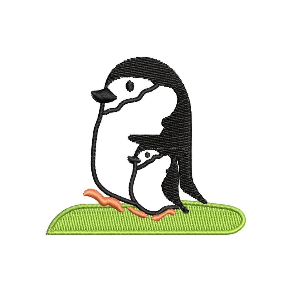 Penguin with Baby Embroidery Design