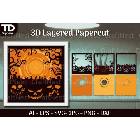 Shadow Helloween Layered Papercut SVG