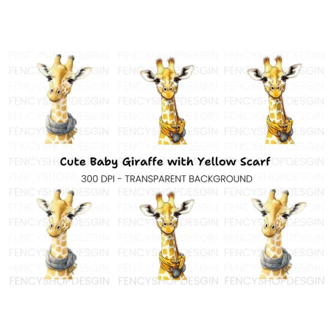 Cute Giraffe with Scarf Clipart Bundle