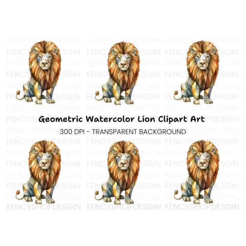 Geometric Lion Clipart Bundle