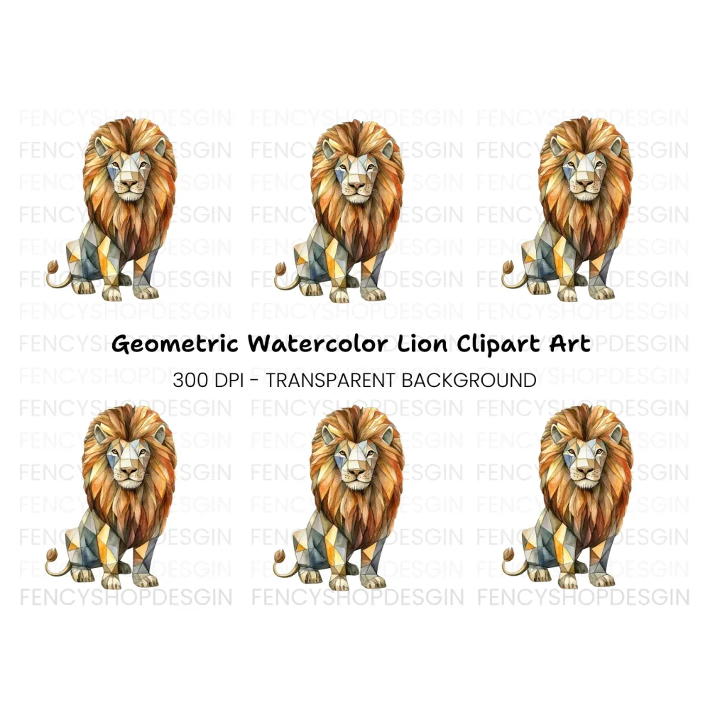 Geometric Lion Clipart Bundle