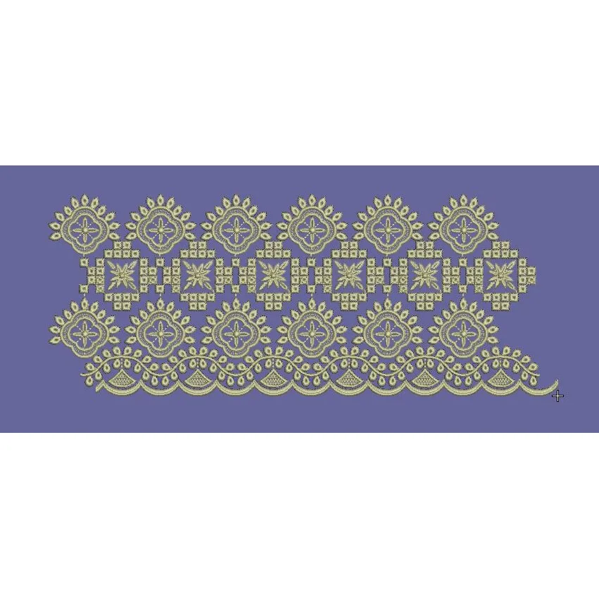 Geometric Off White Lace Border Embroidery Design