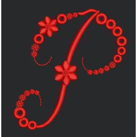 Floral Red Colour Embroidery Design