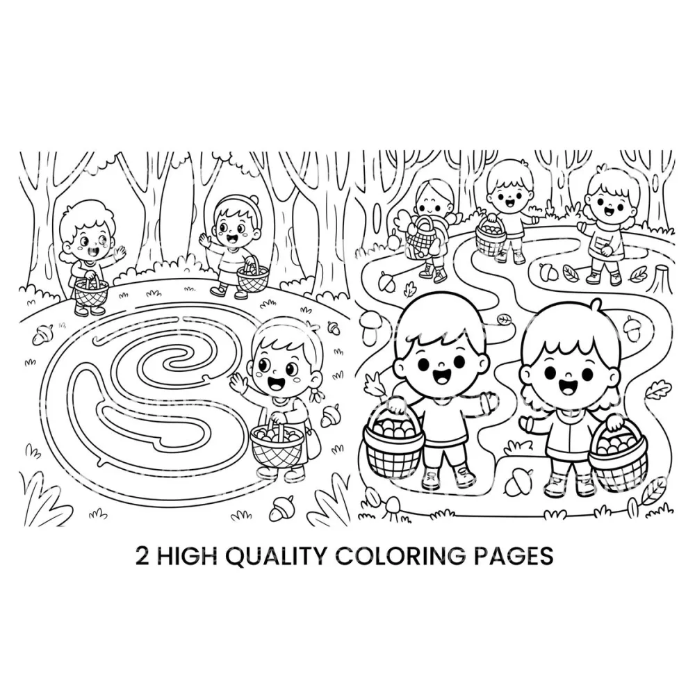 Autumn Forest Maze for Kids Coloring Books
