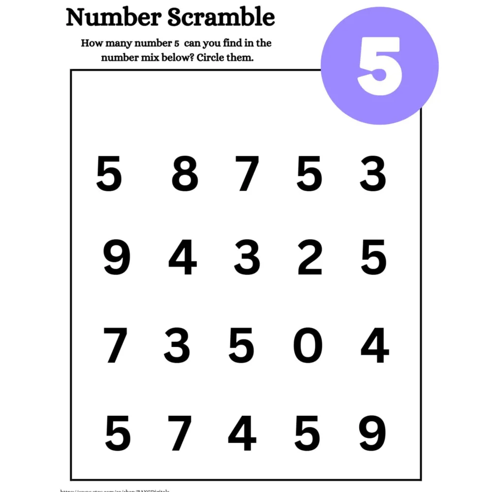 Color Number Scramble Worksheets