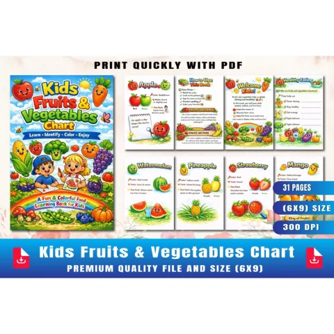Kids Fruits and Vegetables Chart Planner