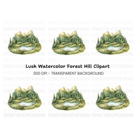 Mountain Lake Forest Clipart Bundle