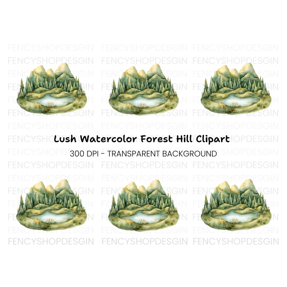 Mountain Lake Forest Clipart Bundle