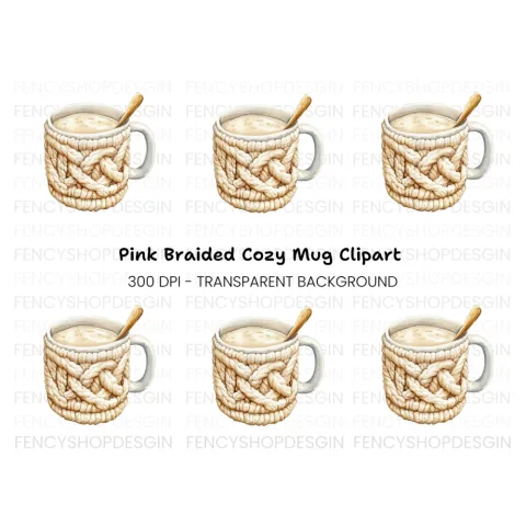Cozy Knitted Warm Drink Clipart Bundle