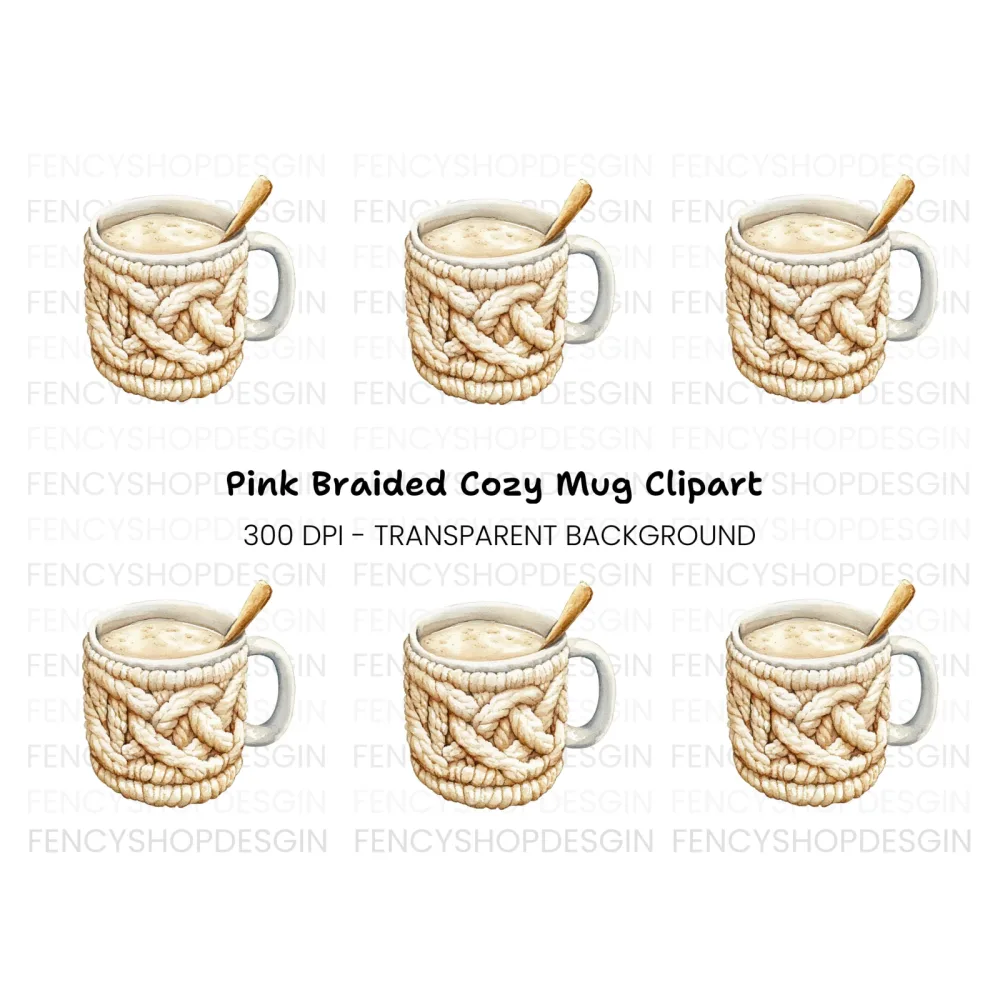 Cozy Knitted Warm Drink Clipart Bundle