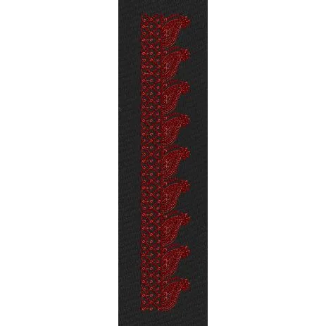 Vertical Paisley Side Border Black & Red Embroidery Design