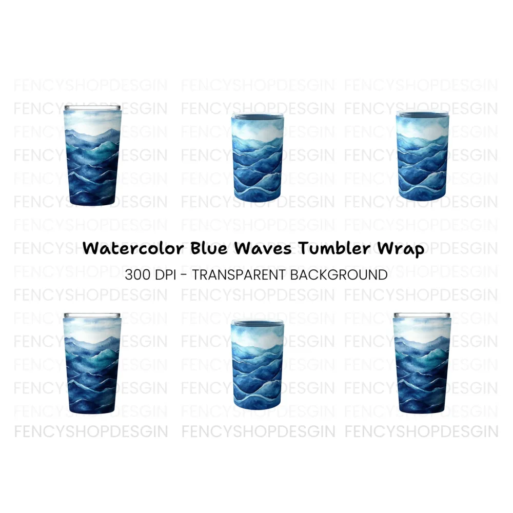 Blue Waves Glass Clipart Bundle