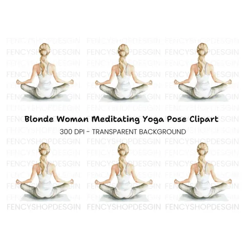 Serene Yoga Woman Pose Clipart Bundle