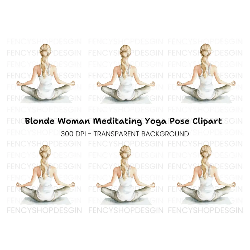 Serene Yoga Woman Pose Clipart Bundle