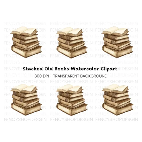 Open Book Stack Clipart Bundle