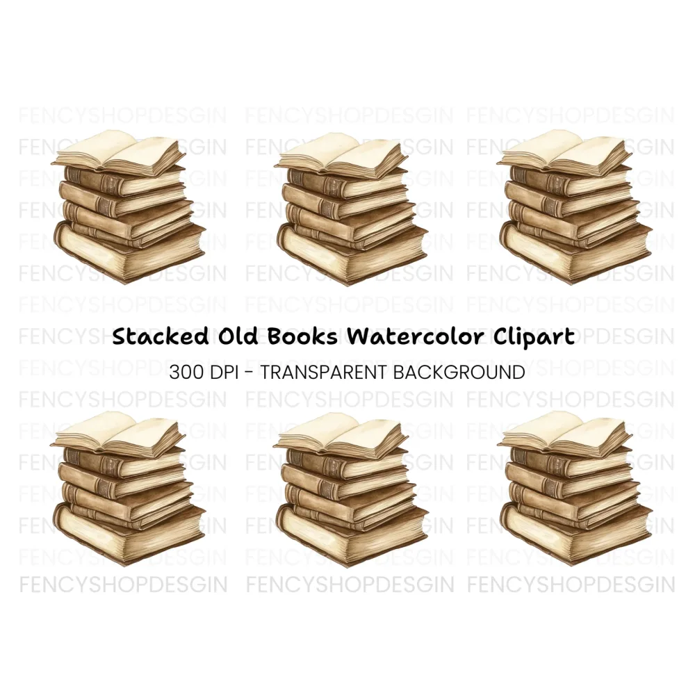 Open Book Stack Clipart Bundle
