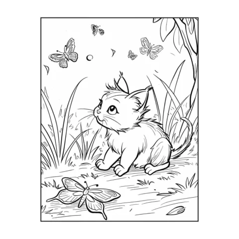 Cute Kawaii Cat Coloring Pages