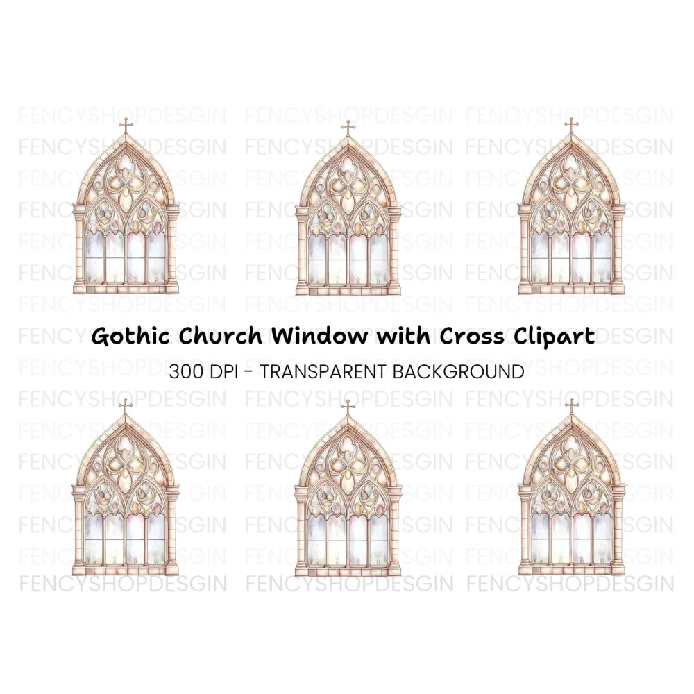 Gothic Church Window Clipart Bundle