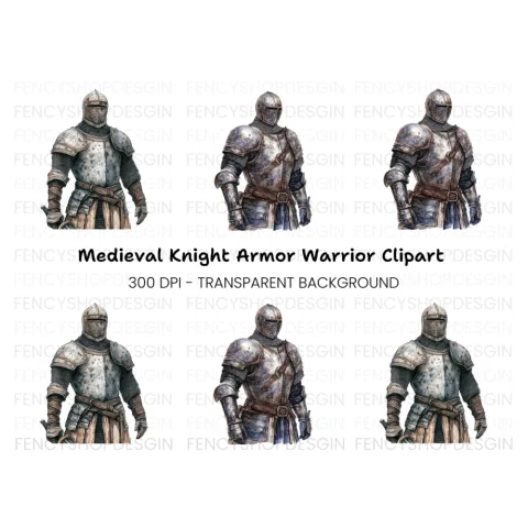 Medieval Knights in Armor Clipart Bundle