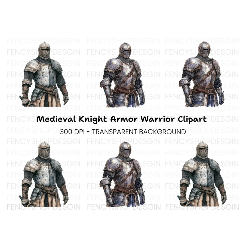 Medieval Knights in Armor Clipart Bundle