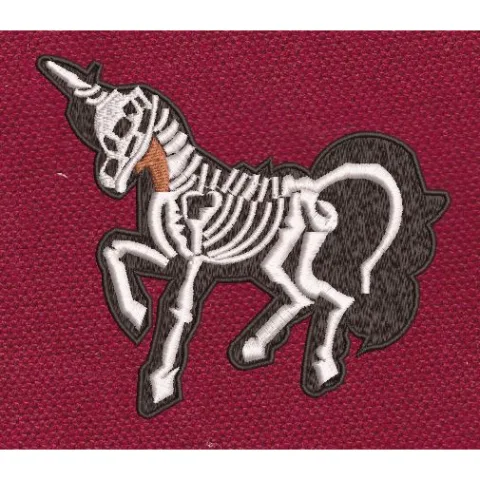 Skeletal Unicorn Stitch Embroidery Design